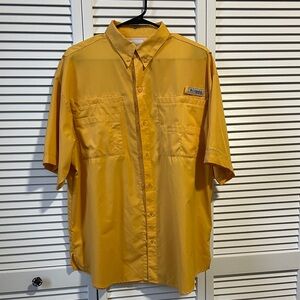 Columbia PFG Short Sleeve Button-Up Shirt - Yellow